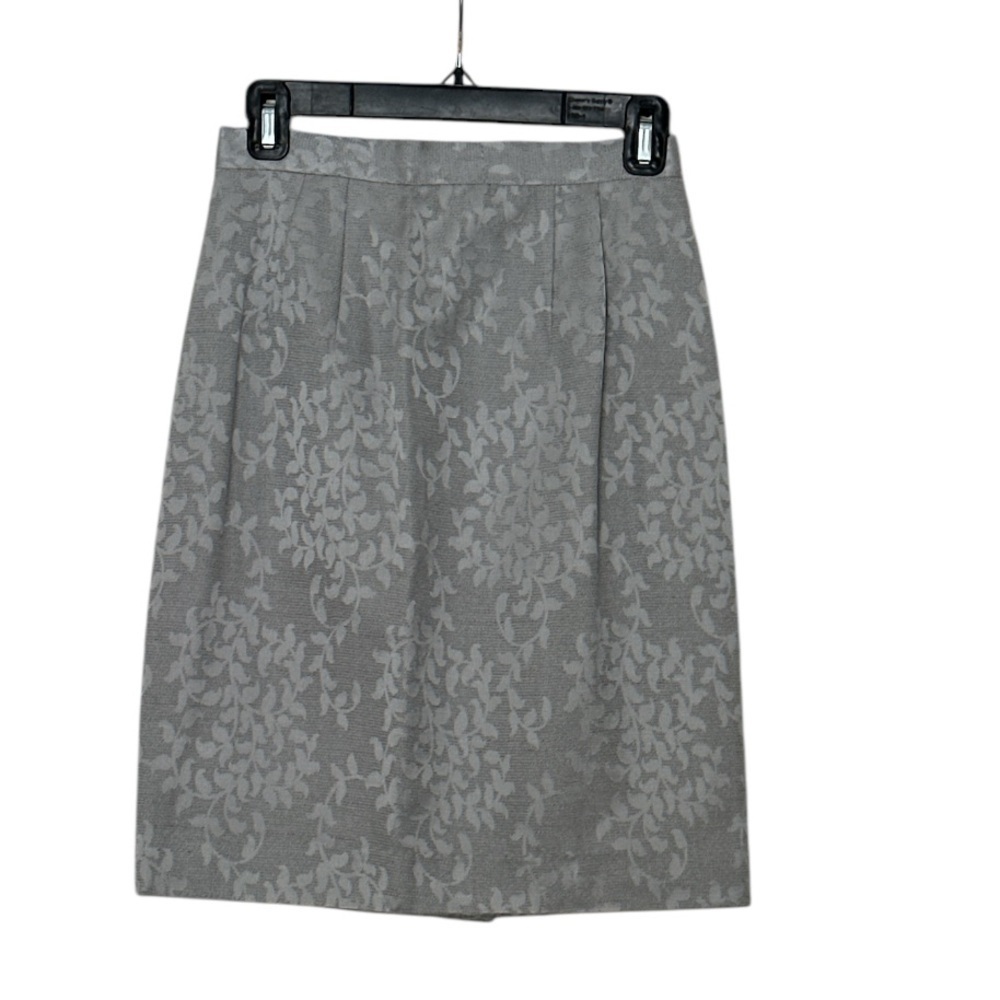 Vintage Floral Carmen Marc Valvo Silver Grey Skirt, size 4